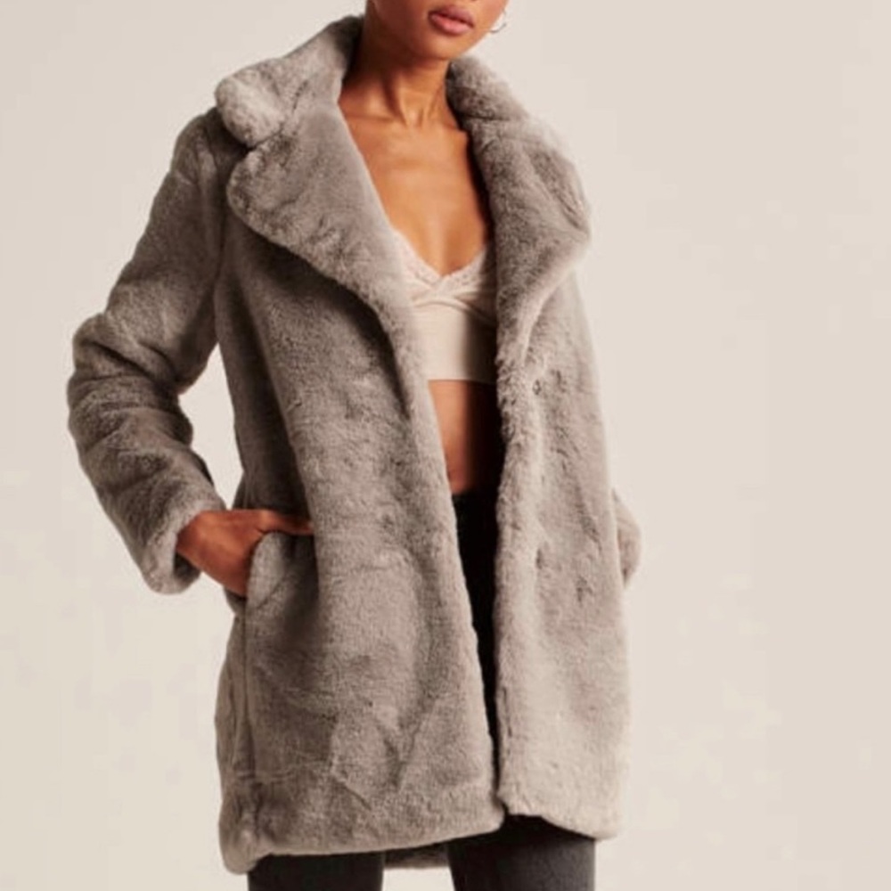 Gray Faux Fur Coat